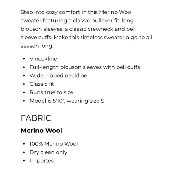 Trina Turk Merino Wool Chloe Ruffle Pullover Sweater Blouson Sleeve Bell Cuff - Picture 2 of 7